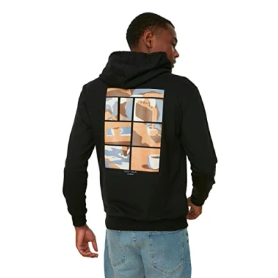 Afbeelding van Trendyol Heren capuchon effen Regular sweatshirt, Zwart, S, S