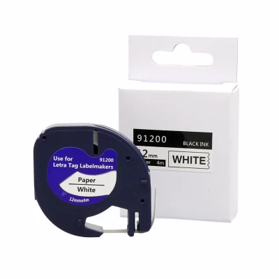 Afbeelding van Dymo 91200 (S0721510) papier tape zwart op wit (12mm)