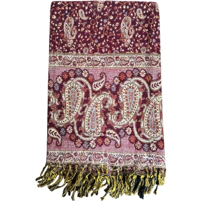 Afbeelding van Omslagdoek Paisley Grote Sjaal Rood/Oranje Meditatiedeken Dekentje Plaid Woondeken 200x100cm nm01