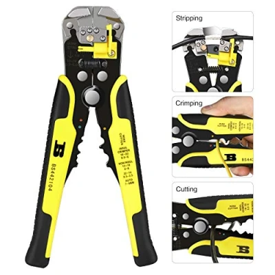 Afbeelding van BOSI Striptangen/draadkrimper/kniptang, 10 24 AWG / 0,2 6,0 mm², 3 in 1 multifunctioneel handgereedschap, strippen, krimpen, snijden