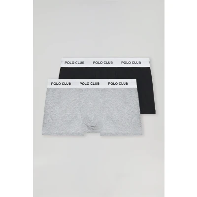 Afbeelding van Polo Club Heren Pack Met Twee Boxershorts In Zwart En Grijs Logo Xxl