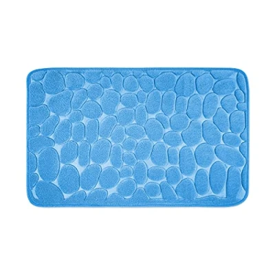 Afbeelding van Badkamer Tapijt met Memory Schuim Blauw Badmat kan gecombineerd worden tot een set Antislip &amp; Maschinewasbaar Douchedeken 60 x 100 cm