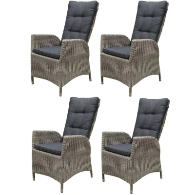 Afbeelding van Menorca dining tuinstoel verstelbaar grijs wicker set van 4