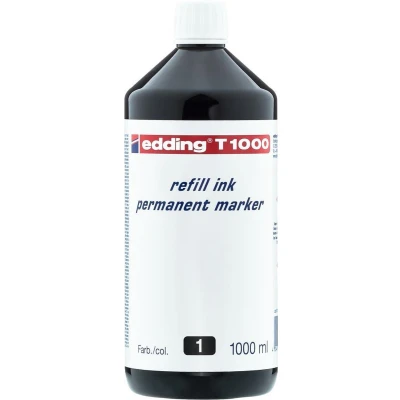 Afbeelding van edding T1000 navulinkt voor permanent markers kleur: zwart grote fles 1000ml