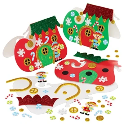 Afbeelding van Baker Ross FE968 Kerst Elf Kaartensets Pak van 6, kaartvormpjes om kaarten te maken, maak je eigen kerstkaarten, ideaal voor knutselprojecten kinderen,assorted