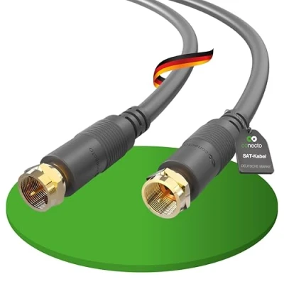 Afbeelding van conecto Antennekabel, SAT kabel, coaxkabel, satellietkabel, tv, 1,00 m, dubbel afgeschermd, F stekker, voor HDTV, ontvanger, satelliet, internet, DAB, radio, zwart