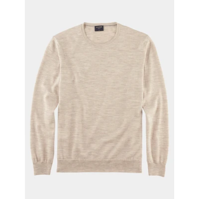 Afbeelding van OLYMP Casual Modern Fit Trui ronde hals lichtbeige, Effen