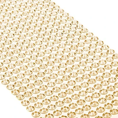 Afbeelding van Movoja Gouden strass steentjes, ronde glitterstenen, 504 stuks, 6 mm, zelfklevend voor het versieren en knutselen, sierstenen om op te plakken, decoratieve stenen, knutselstenen, goud