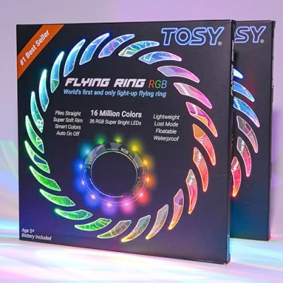 Afbeelding van TOSY Flying Ring 16 miljoen kleuren RGB of 12 LED, superhelder, verloren modus, automatisch oplichtend, veilig, waterdicht, lichtgewicht frisbee, verjaardags en kerstcadeau voor jongen/meisje/kind