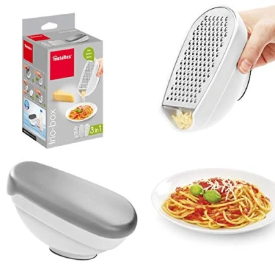 Afbeelding van Metaltex Kitchen Helpers 3in1 Rasp met Opvangbakje Wit/Grijs