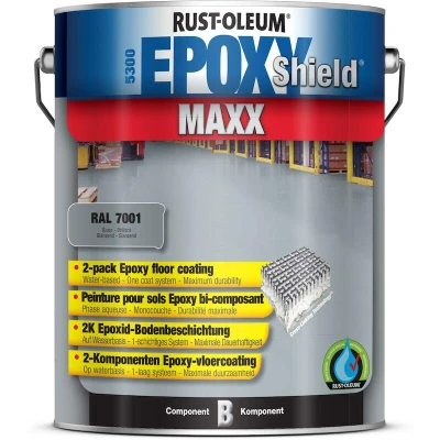 Afbeelding van rust oleum epoxyshield maxx 2k epoxyvloercoating ral 7001 zilvergrijs 5 ltr