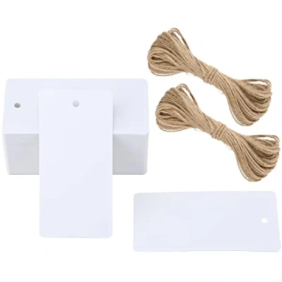 Afbeelding van Cadeau hanger, 100 stuks kraftpapieren labels, 4,5 cm x 9 cm, cadeaulabels met jute koord