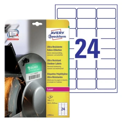 Afbeelding van Etiket Avery Zweckform L7912 10 63.5x33.9mm polyethyleen wit 240stuks
