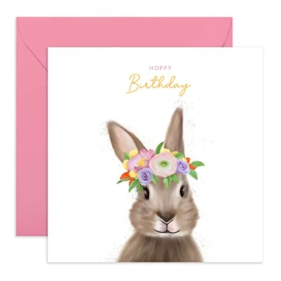Afbeelding van CENTRAL 23 Bunny verjaardagskaart voor meisjes nichtje zus beste vriend hoppige verjaardag schattig dier bloemen konijn geschenken vrouwen grappig wordt geleverd met leuke stickers lege kaarten en envelop