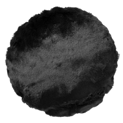 Afbeelding van Dutch Decor ZAYA Sierkussen 45 cm rond bontlook effen kleur Raven zwart