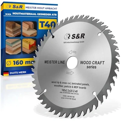 Afbeelding van S&amp;R Cirkelzaagblad 160 mm x 20 2,2 40T, reduceerring 16 &quot;Wood Craft&quot; zaagblad hout in professionele kwaliteit
