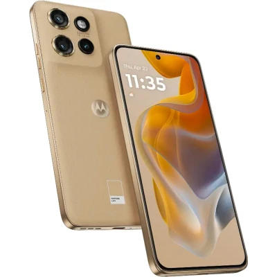 Afbeelding van Motorola edge50 Neo Smartphone (6,36 &quot;Super HD Display, 50 MP camera met Moto KI, 12/512 GB, 4310 mAh, Android 14) Pantone Lattè (Veganes kunstleer), incl. beschermhoes