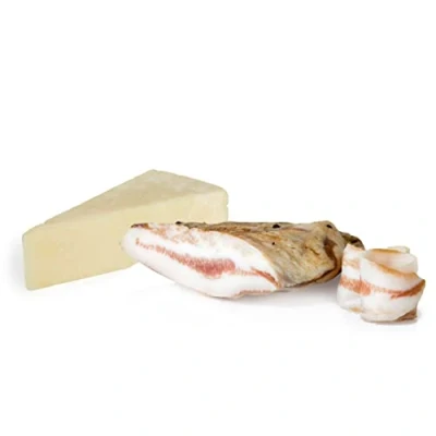Afbeelding van Convenient Mix Roman Tasting Salumi Pasini® Traditional Italian products Guanciale slice vacuum packed 250g and Pecorino Romano DOP