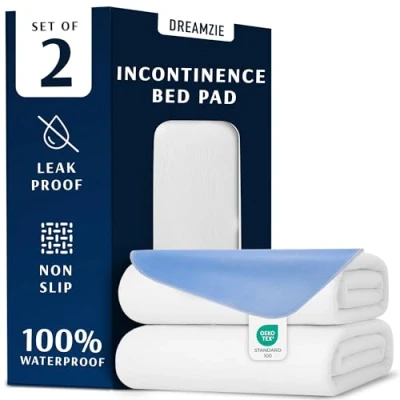 Afbeelding van Dreamzie matrasbeschermer 50 x 70 cm absorberend en waterdicht wasbare matrashoes voor incontinentie 2 stuks