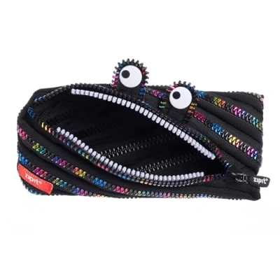Afbeelding van ZIPIT Monster Etui voor Kinderen Potloodetui school, universiteit en kantoor Potloodtas jongens meisjes (zwart regenboog)
