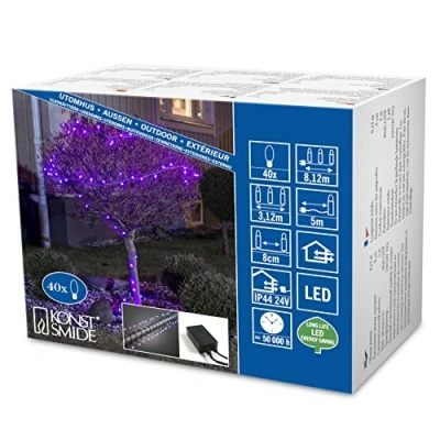 Afbeelding van Konstsmide LED globeler ketting, ronde diodes, met rood/blauw kleurverandering, 40 kleurwisselende 24V buitentrafo, zwarte kabel 3697 540