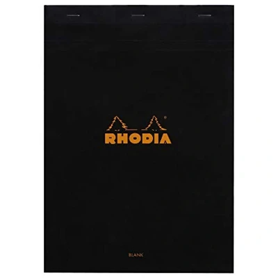 Afbeelding van Rhodia 180009C nietjesblok nr. 18, 21 x 29,7 cm, 80 vellen, wit, Clairefontaine papier wit g/m², zwarte omslag