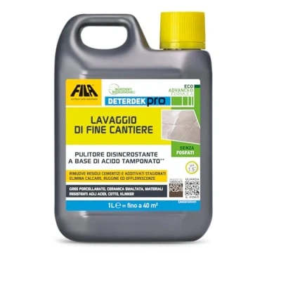 Afbeelding van FILA Surface Care Solutions, DETERDEK PRO ECO GEAVANCED, ontkalker voor vloeren, verwijdert roest, cement en kalkaanslag, 1 l. formule zonder fosfaten. De verpakking kan variëren