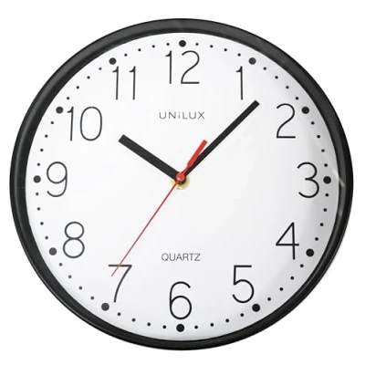 Afbeelding van Unilux Nessy Wandklok, kwartsuurwerk, diameter 25 cm, modern minimalistisch design, zwart