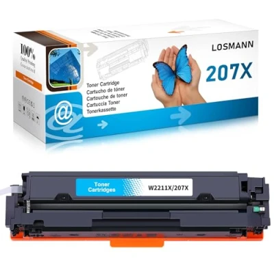 Afbeelding van LOSMANN 207X W2211X met chip toner compatibel HP 207A W2211A vervanging voor Color Laserjet Pro MFP M283fdw M255dw M282nw M283fdn M255nw (cyaan)