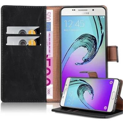 Afbeelding van Cadorabo Hoesje geschikt voor Samsung Galaxy A5 2016 in ZWART GRAFIET Beschermhoes met magnetische sluiting, standfunctie en kaartvakje Book Case Cover Etui