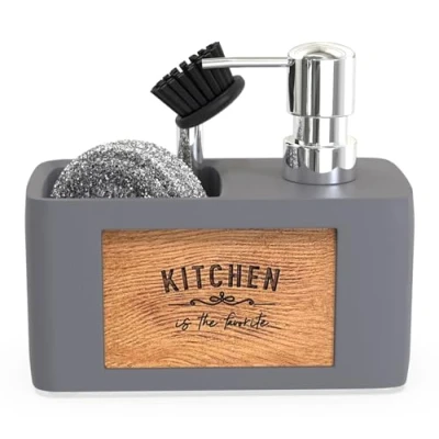 Afbeelding van CHILL HOUSE zeepdispenser voor de keuken, grijs, spoelbak, keukenaccessoires, feeëndispenser