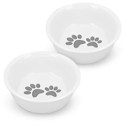 Afbeelding van Navaris voerbak voor katten en kleine honden Set van 2 voederbakken Porseleinen etensbak huisdieren Geschikt voederstation