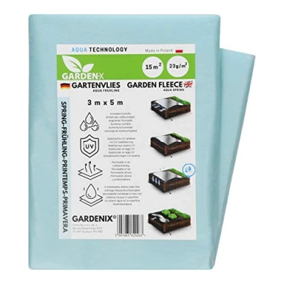 Afbeelding van GARDENIX 15 m² Aquavering tuinvlies met zeer hoge waterdoorlatendheid, voor het afdekken van groentebedden, UV stabilisatie (3 m x 5 m)