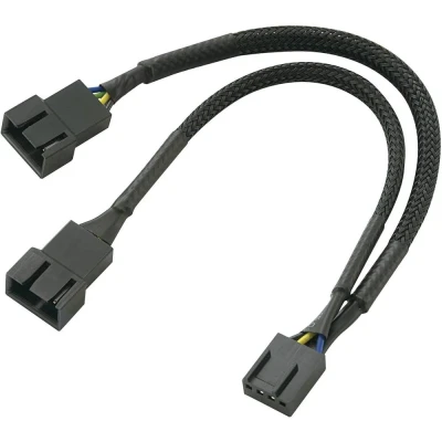 Afbeelding van Y kabel PC ventilator [1x ventilatorstekker 3 polig 1x ventilatorbus 4 polig] 0.15 m Zwart Akasa