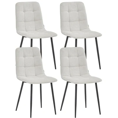Afbeelding van Colenis® Ela Eetkamerstoel Set Van 4 Beige Linnen Stof Industrieel