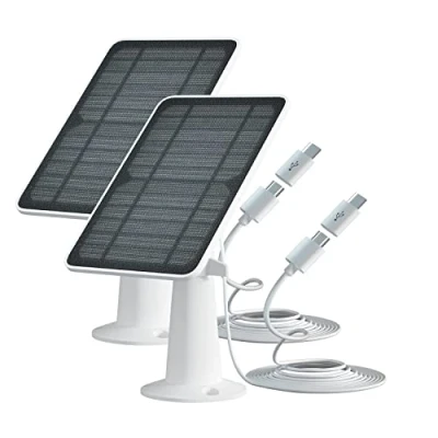 Afbeelding van Zonnepaneel compatibel met Eufycam 2C/2C Pro/E40/E20/2/2 Pro/E, 5V 4W zonnepanelen voor camera, continue voeding, micro USB en type C poort 3 m kabel, IP65 waterdicht, veilige muurbevestiging, 2