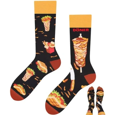 Afbeelding van TODO Colours Grappige sokken met motief meerkleurig, kleurrijk, gek voor levensvreugde, döner sokken, 43 46 EU