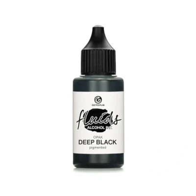 Afbeelding van 30 ml Fluids Alcohol Inkt OPAK DEEP BLACK, gepigmenteerde alcoholische inkt, die lichte en donkere oppervlakken bedekt, voor Fluid Painting + Resin Art epoxy hars, ZWART