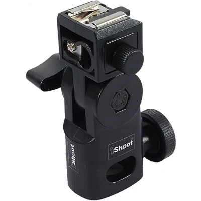 Afbeelding van iShoot Hot Shoe Mount Flash Beugel Foto Paraplu Houder Ondersteuning Compatibel met Canon Nikon Pentax Olympus Metz Speedlite Studio Light Stand
