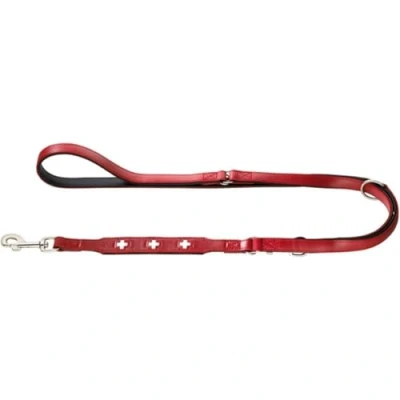 Afbeelding van HUNTER Swiss Verstelbare hondenriem, leer, hoogwaardig, Zwitsers kruis, 1,3 x 200 cm, rood, rood/zwart