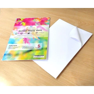 Afbeelding van A4 Waterdicht Multi Purpose Sticky Vinyl Glanzend Wit (PVC) Zelfklevende Inkjet Printable Sticker Groothandel Prijzen (100)