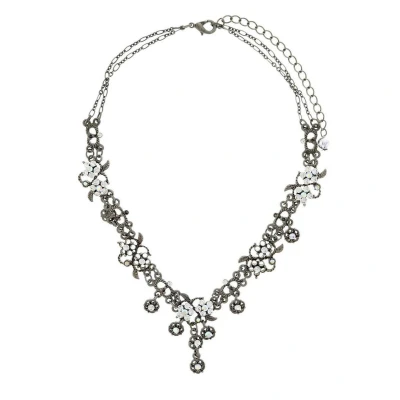 Afbeelding van Behave Ketting kort zilver kleur steentjes 37 cm