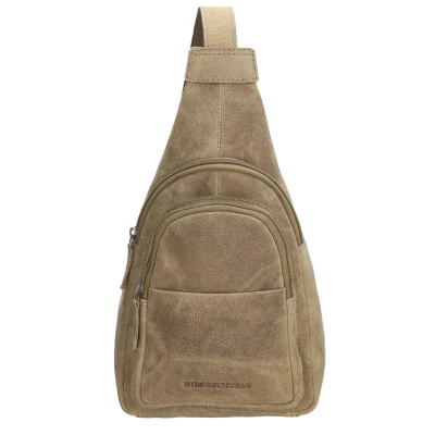 Afbeelding van Hide &amp; Stitches Idaho Radiant Schoudertas donkerzand Damestas Leren tas