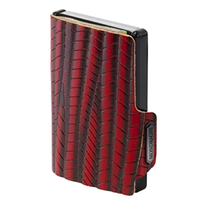 Afbeelding van MONDRAGHI® Ultralichte slanke mini portemonnee kaarthouder en met muntenvak. Echt leer Klein zakformaat EVOLUTION, Rood, Kaarthouder, bankbiljettenhouder, muntenvak