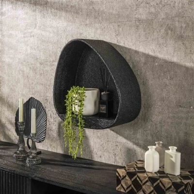 Afbeelding van Hoyz Collection Wandschap Metallic Driehoek Grijs 21x42x45 cm