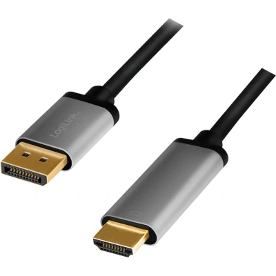 Afbeelding van LogiLink CDA0107 video kabel adapter 2 m DisplayPort HDMI Zwart, Grijs