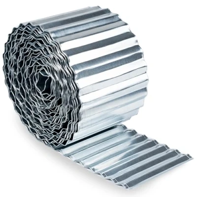 Afbeelding van UNIGARDIA Gazonrand Verzinkt 12 m Metalen Perkrand 15 cm Hoog Eenvoudige Montage, Roestvrij en Duurzaam Flexibele Perkafboording, Inclusief 1 Paar Montagehandschoenen