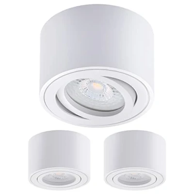 Afbeelding van Oktaplex 3 stuks opbouwspots Lile wit incl. LED module traps dimbaar 4,8W 230V 2700K warm 80x50mm opbouwspot aluminium draaibaar