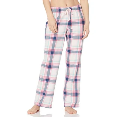 Afbeelding van Amazon Essentials Flanellen slaapbroek voor dames (verkrijgbaar in grote maten), roze wit plaid, groot