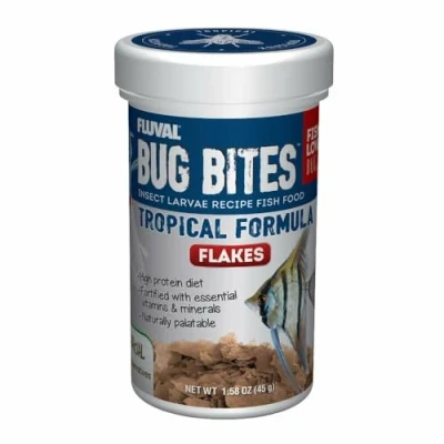 Afbeelding van Fluval Bug Bites Visvoer Vlokken, met insectenlaven, voor tropische vissen, 45 g